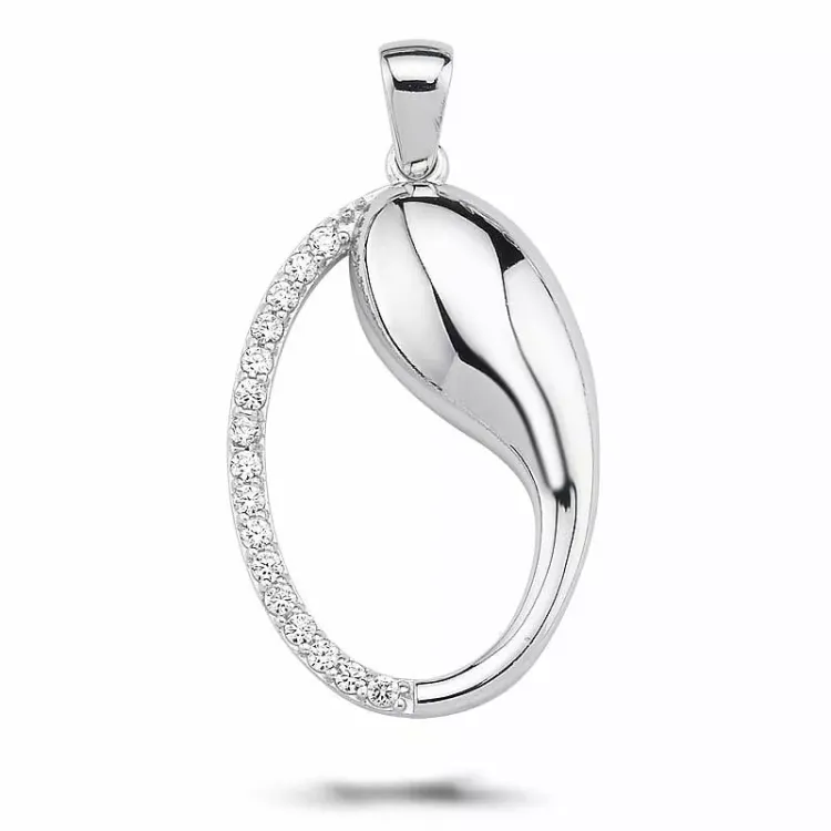Ovaler Zirkon Anhänger aus Silber