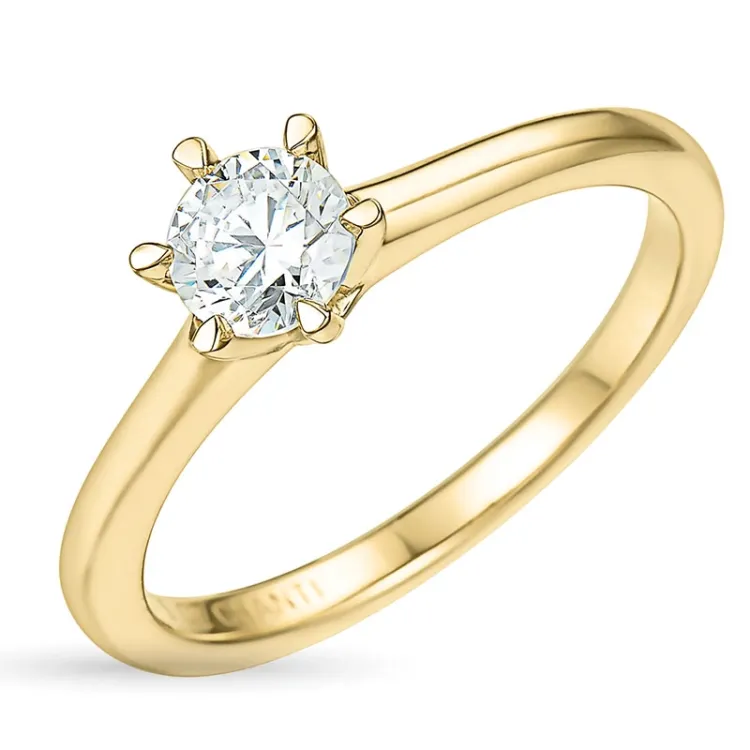 6,0 mm Zirkon Solitärring aus 9 Karat Gold