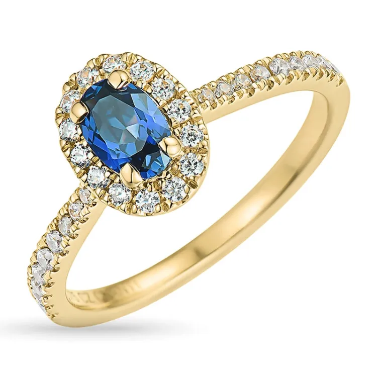 synthetische Saphir Goldring aus 9 Karat Gold