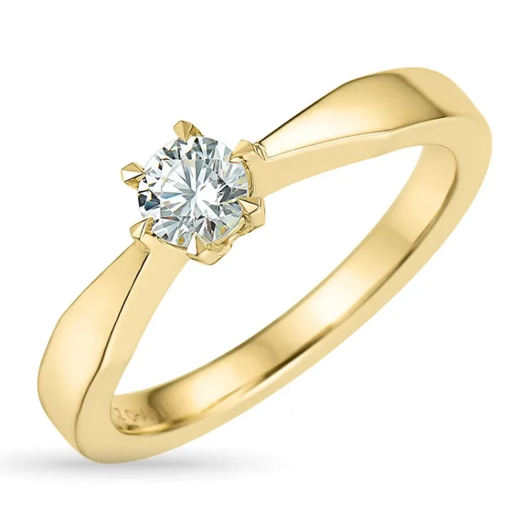 5,4 mm Zirkon Solitärring aus 9 Karat Gold