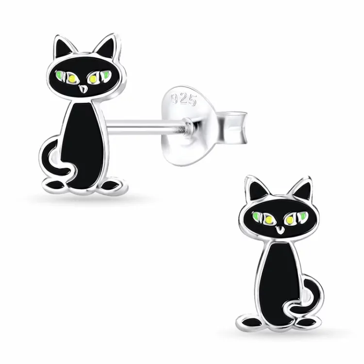 Katzen Kinderohrringe in Silber - Little Ones