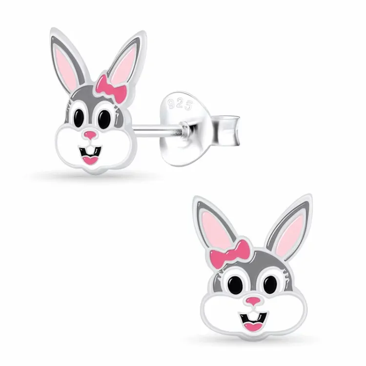 Kaninchen Kinderohrringe in Silber - Little Ones