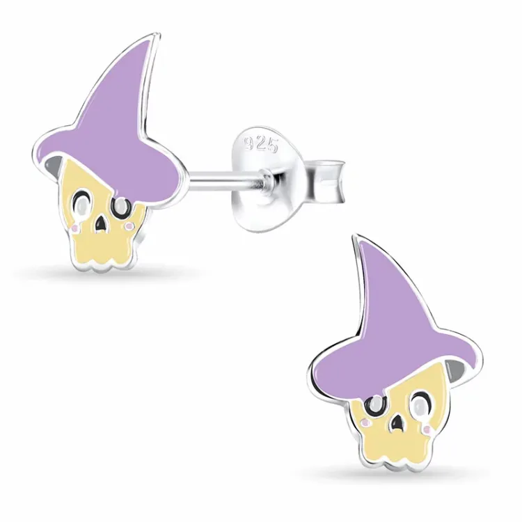 Totenkopf Kinderohrringe in Silber