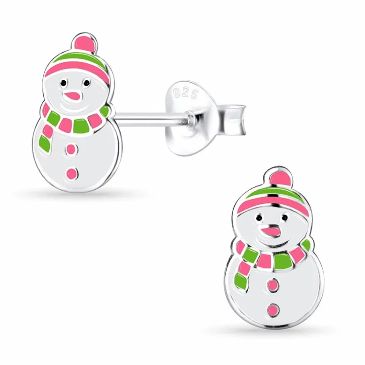 Schneemann Kinderohrringe in Silber - Little Ones