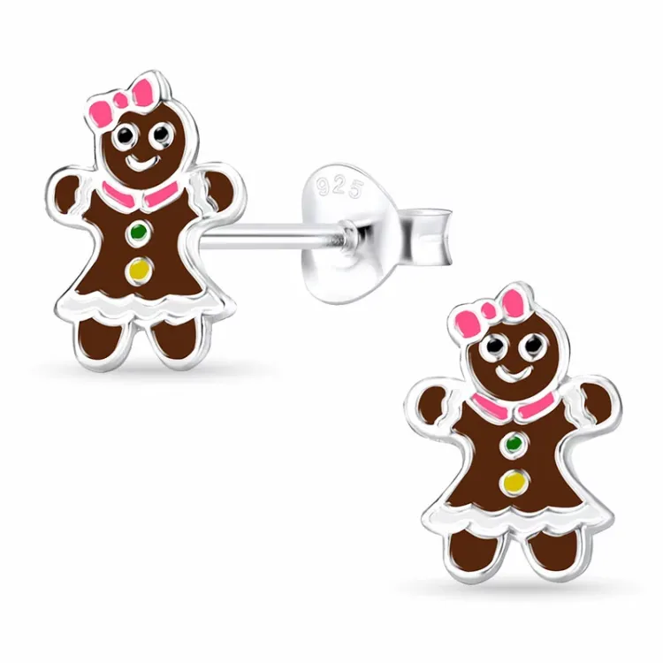 Kuchenmann Kinderohrringe in Silber - Little Ones