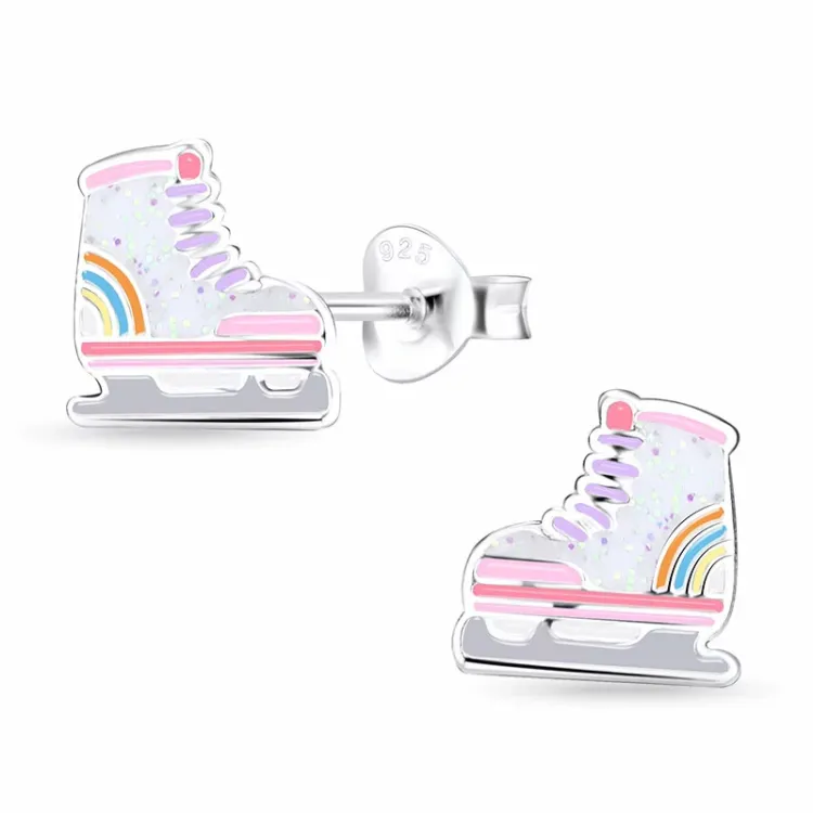 Schlittschuhe Kinderohrringe in Silber - Little Ones