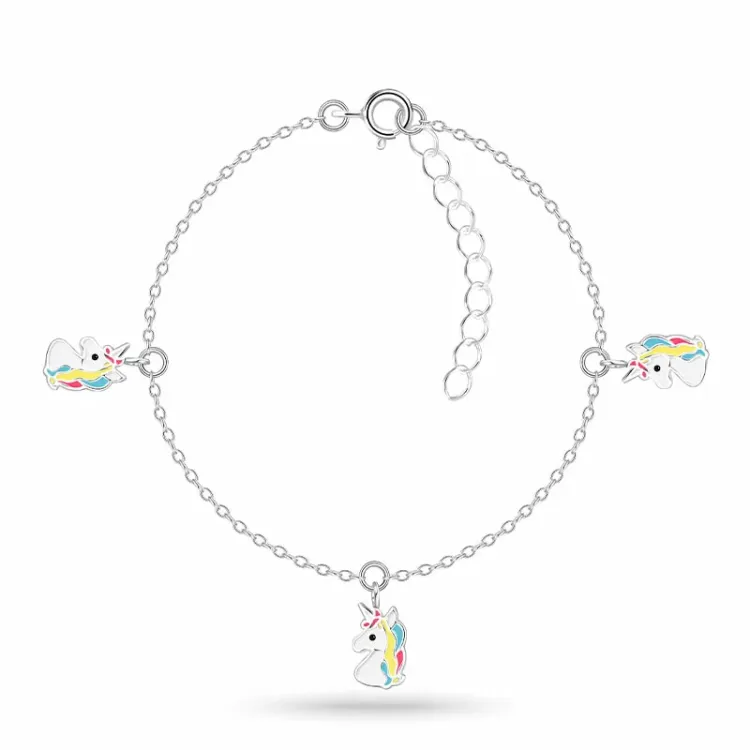 einhorn mehrfarbigem Kinderarmband aus Silber und Anhänger aus Silber - Little Ones