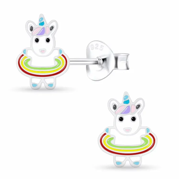 Einhorn Kinderohrringe in Silber