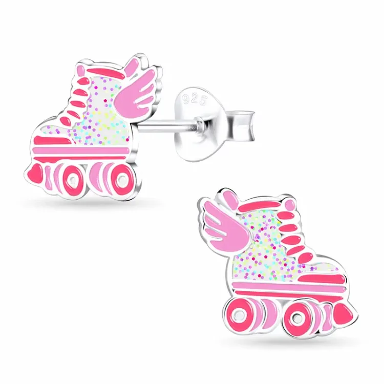 Rollschuh Kinderohrringe in Silber - Little Ones