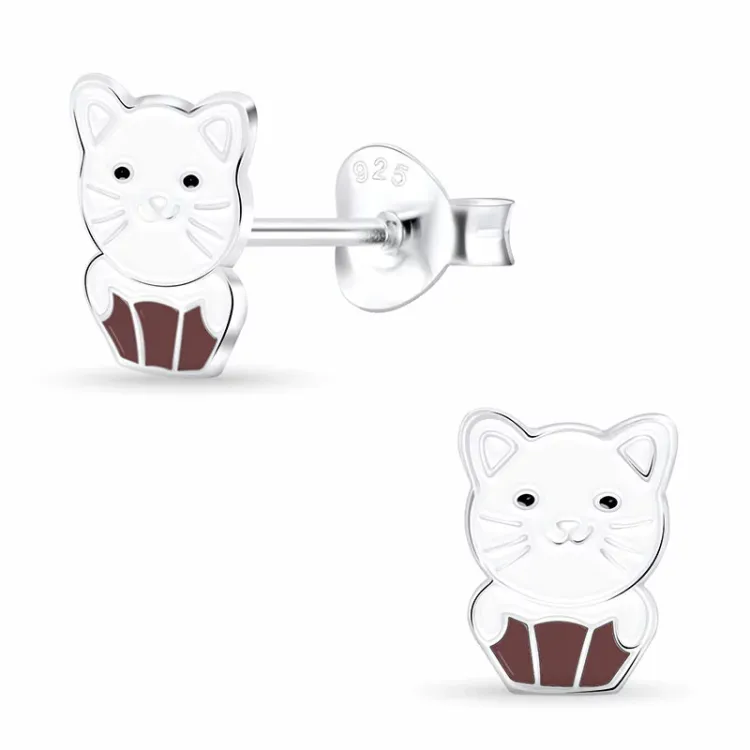 Katzen Kinderohrringe in Silber - Little Ones