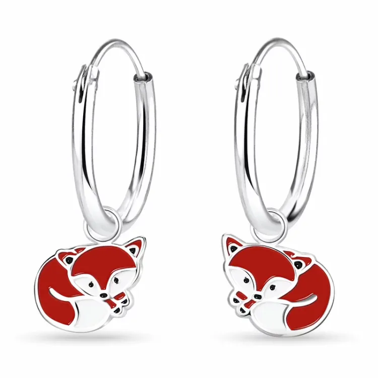 12 mm Fuchs Kinderohrringe in Silber - Little Ones