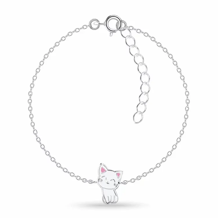 Katzen Kinderarmband aus Silber und Anhänger aus Silber - Little Ones