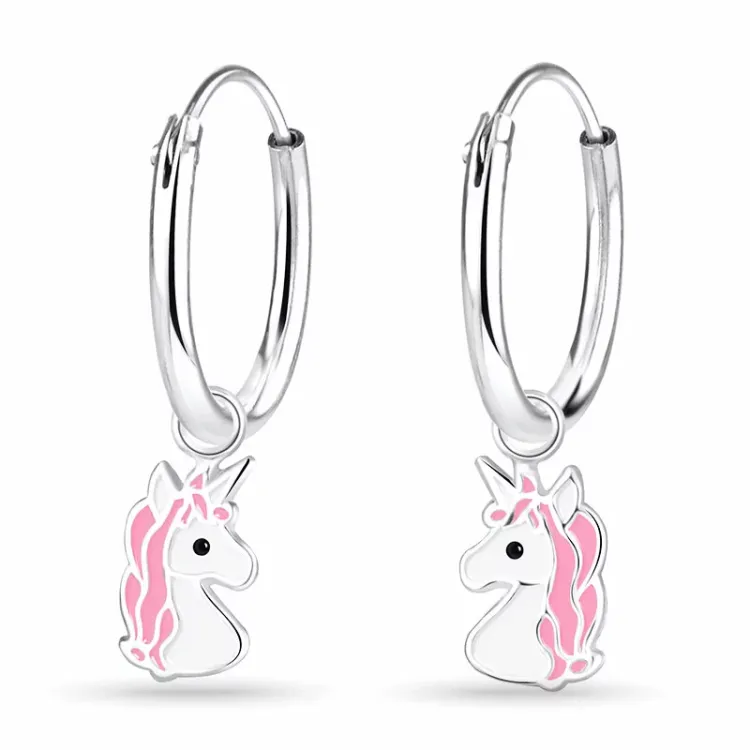 12 mm Einhorn Kinderohrringe in Silber - Little Ones