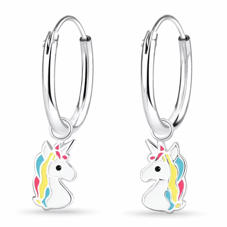 12 mm Einhorn Kinderohrringe in Silber - Little Ones