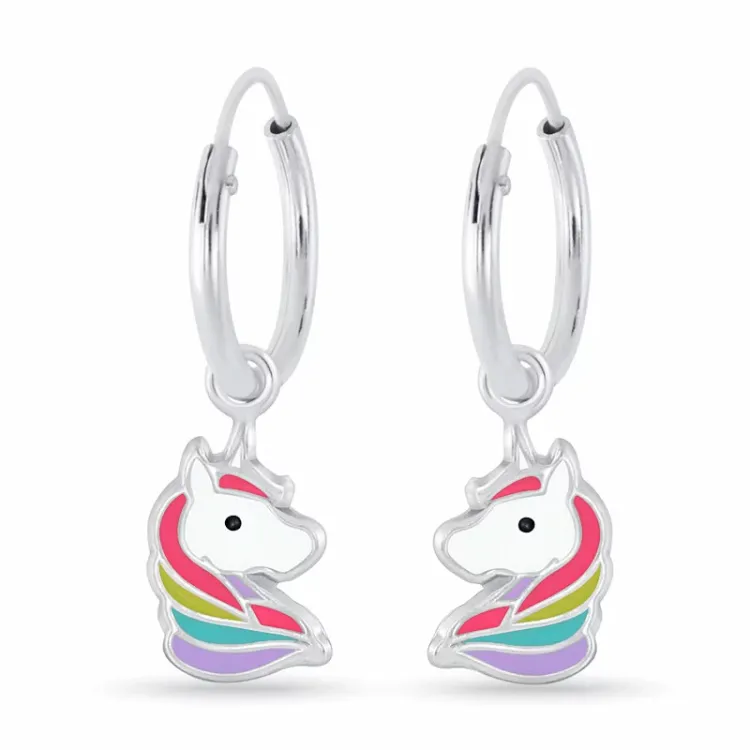 12 mm Einhorn Kinderohrringe in Silber - Little Ones
