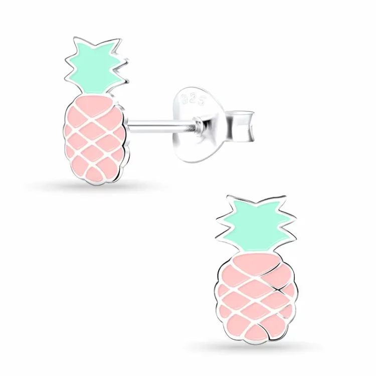 Ananas Kinderohrringe in Silber - Little Ones