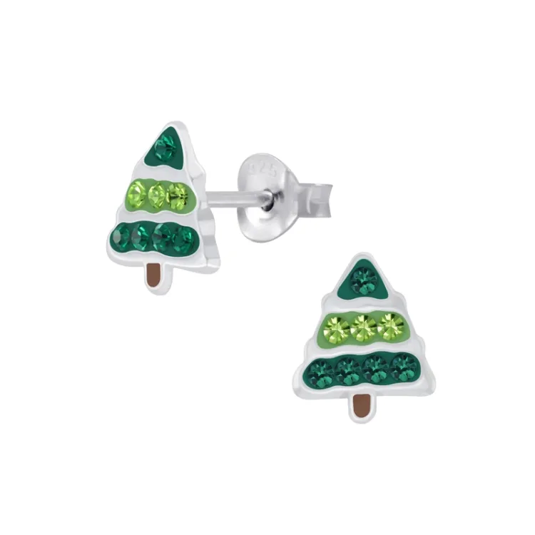 Weinachtsbaum Bergkristall Kinderohrringe in Silber - Little Ones
