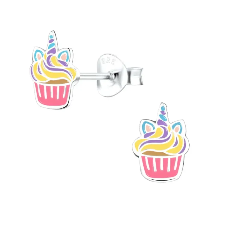 cup cake Kinderohrringe in Silber - Little Ones
