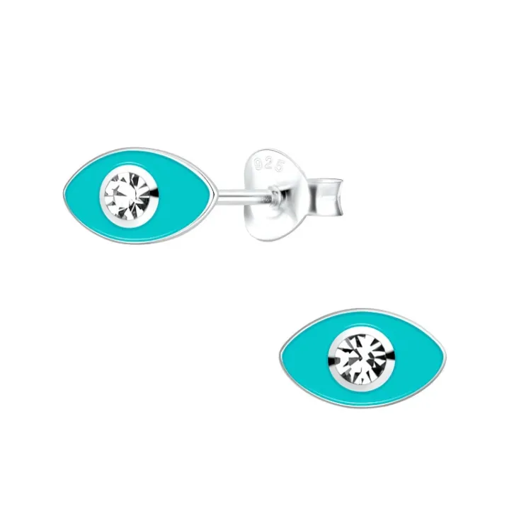 evil eye Bergkristall Kinderohrringe in Silber