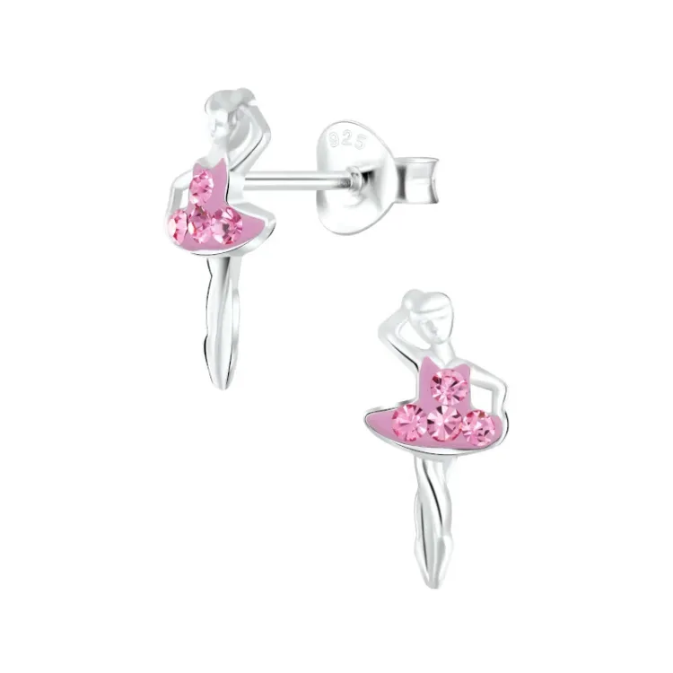 Ballerina Bergkristall Kinderohrringe in Silber - Little Ones