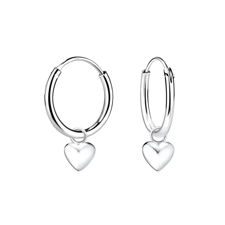 12 mm Herz Kinderohrringe in Silber - Little Ones