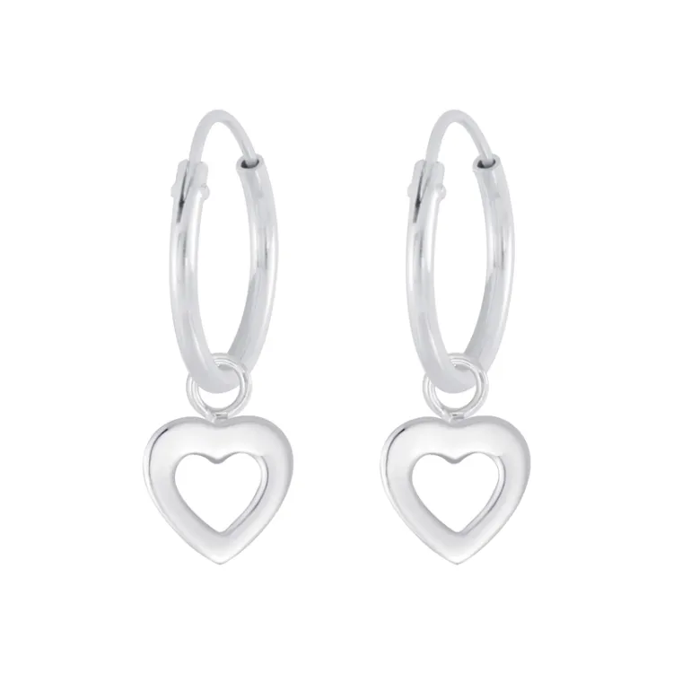 12 mm Herz Kinderohrringe in Silber - Little Ones