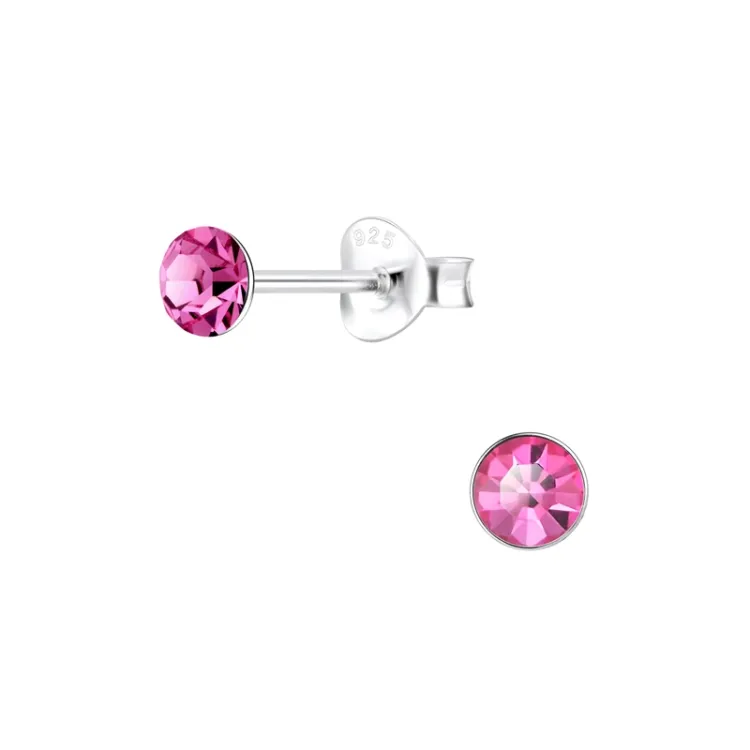 4 mm Bergkristall Ohrstecker in Silber - Little Ones