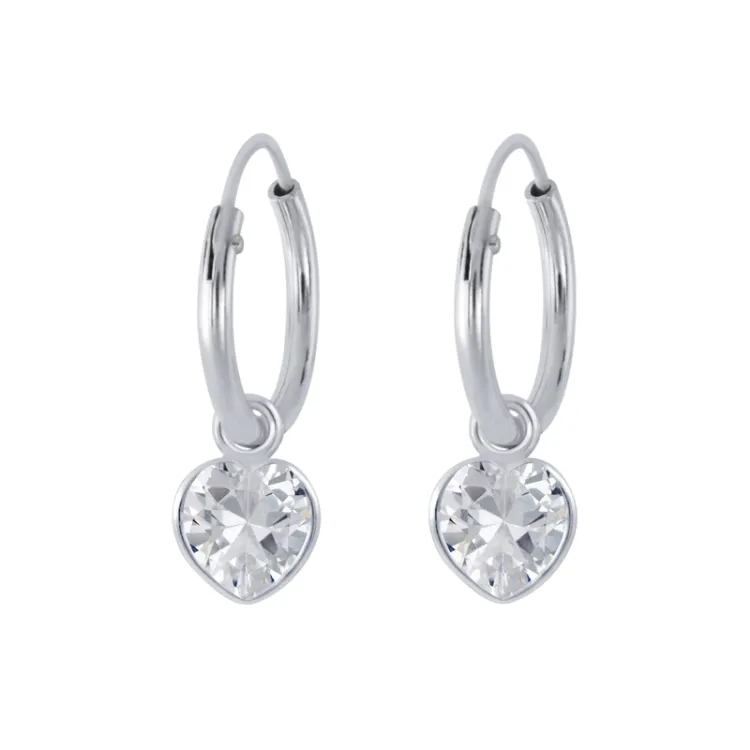 12 mm Herz Zirkon Kreole in Silber - Little Ones