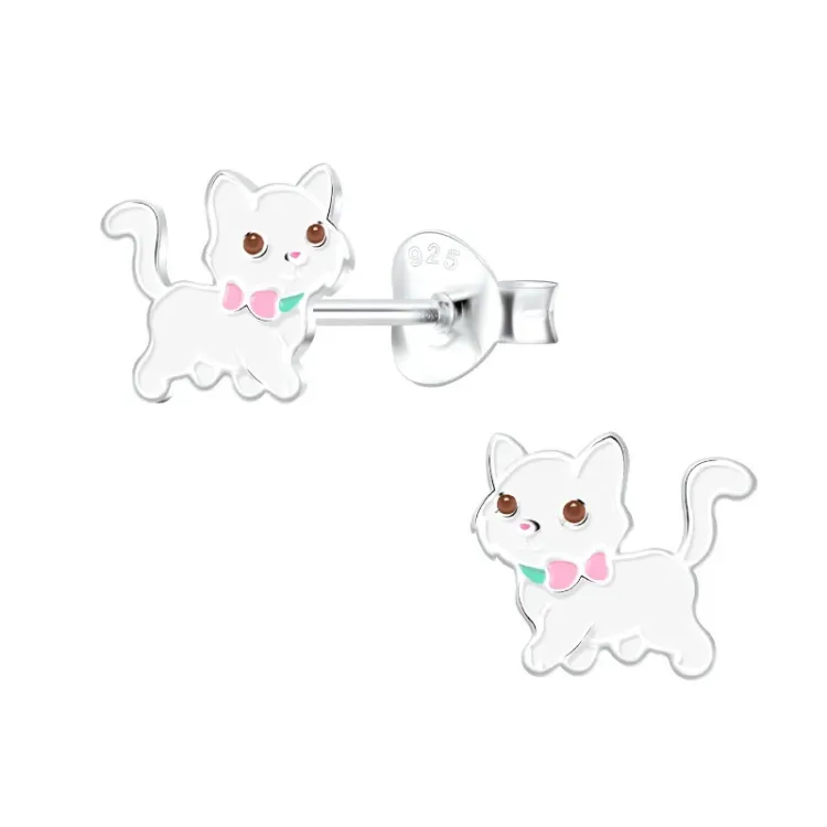 Katzen Kinderohrringe in Silber - Little Ones