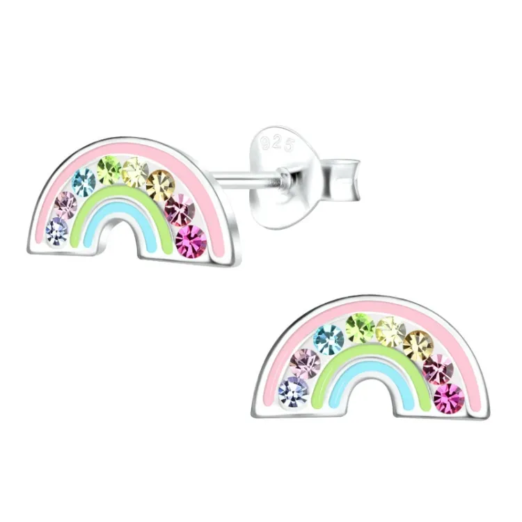 Regenbogen Kinderohrringe in Silber - Little Ones