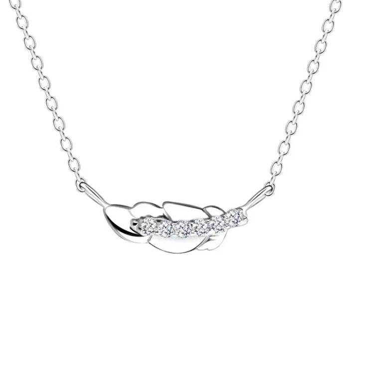 Feder Zirkon Halskette mit Anhänger aus Silber