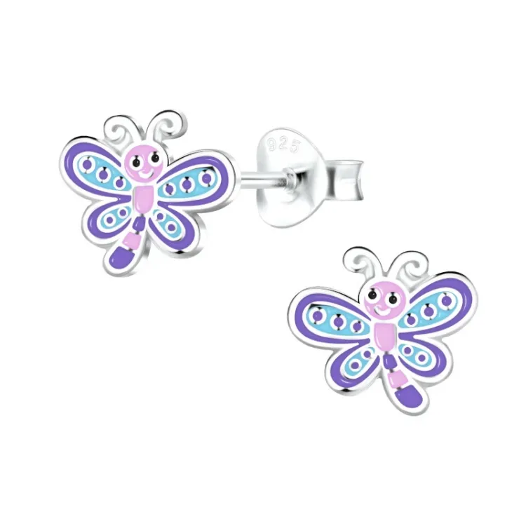 Schmetterlinge Kinderohrringe in Silber - Little Ones