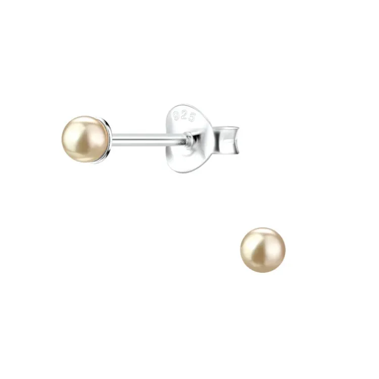 3 mm Perle Ohrstecker in Silber