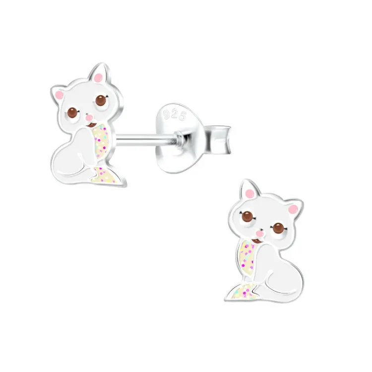 Katzen Kinderohrringe in Silber - Little Ones