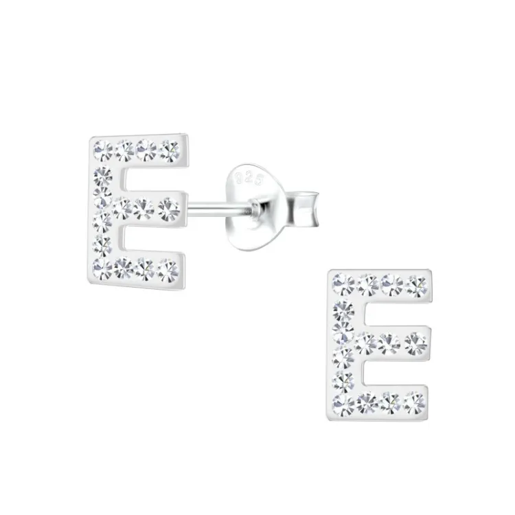 buchstab e Bergkristall Ohrringe in Silber - My Letter