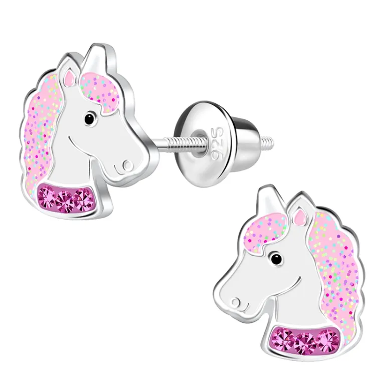 Einhorn Kinderohrringe in Silber - Little Ones