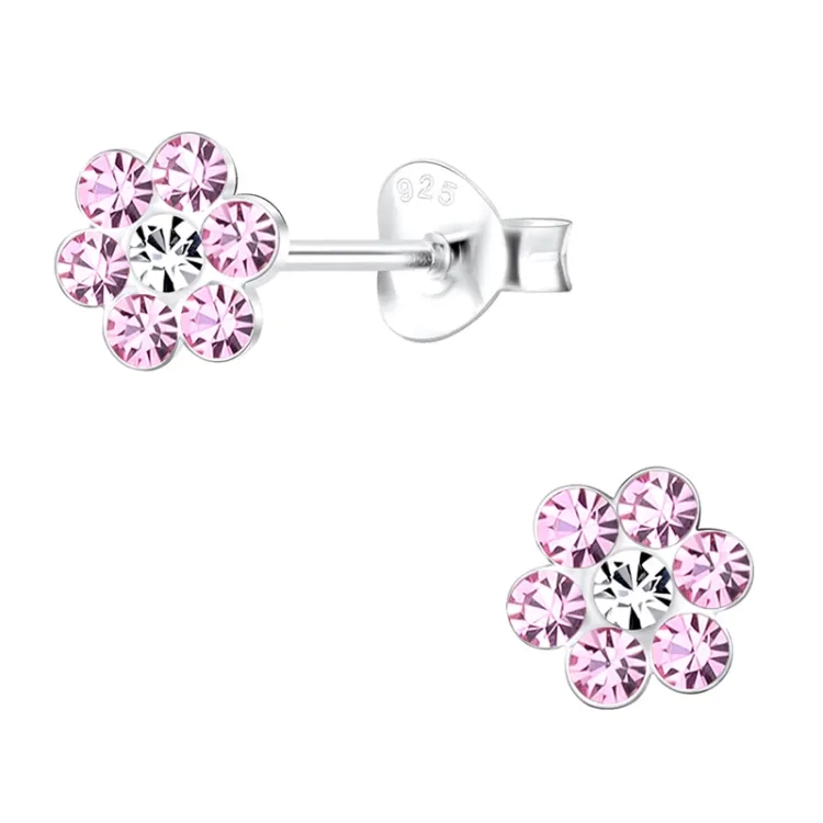 Blumen rosa Kinderohrringe in Silber - Little Ones