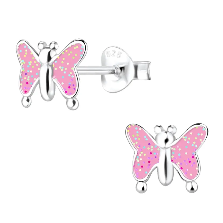 Schmetterlinge Kinderohrringe in Silber - Little Ones