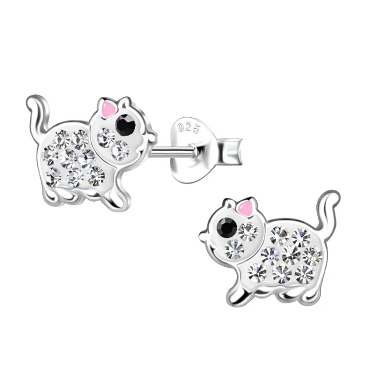 Katzen Kinderohrringe in Silber - Little Ones