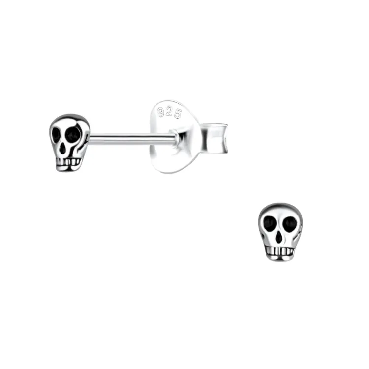 Totenkopf Kinderohrringe in Silber