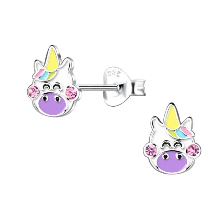 Einhorn violettem Kinderohrringe in Silber - Little Ones
