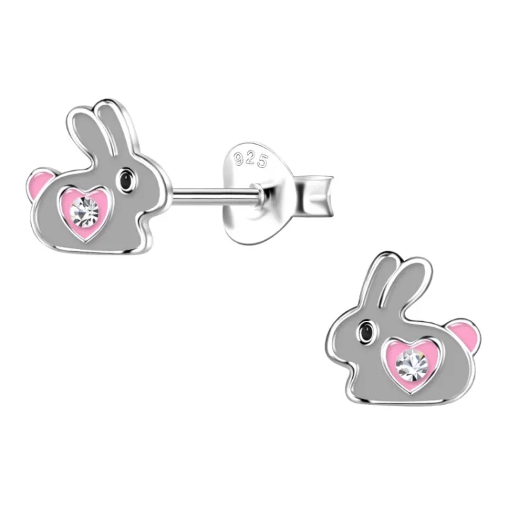 Kaninchen Kinderohrringe in Silber - Little Ones