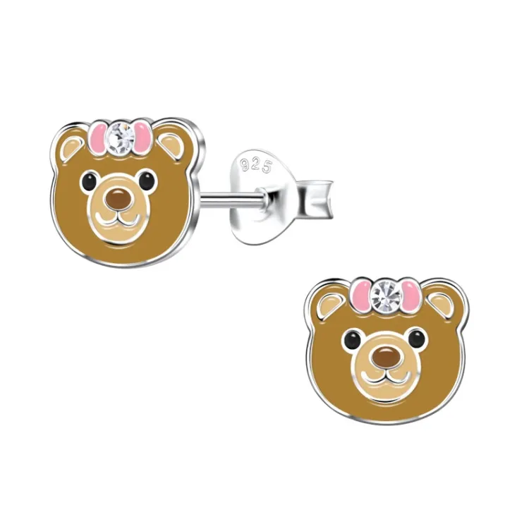 Teddybär Kinderohrringe in Silber - Little Ones