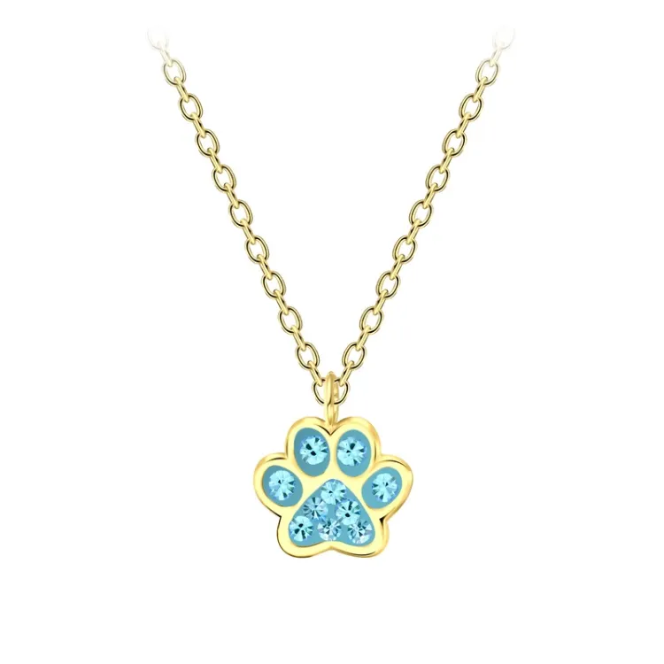 Pfote blauem Halskette aus vergoldetem Sterlingsilber - Little Ones