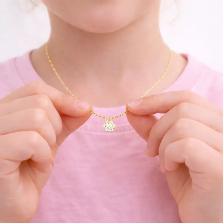 Pfote weißem Halskette aus vergoldetem Sterlingsilber - Little Ones