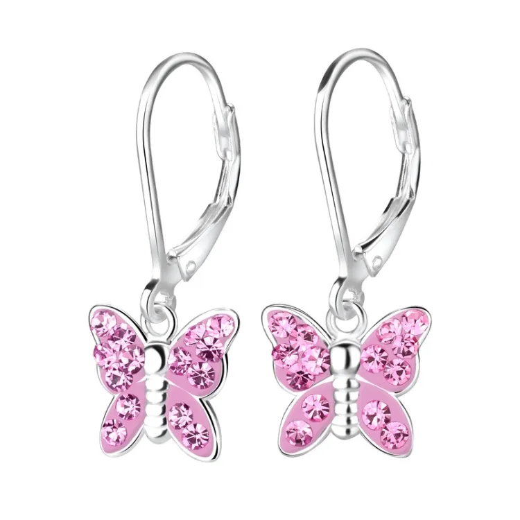 Schmetterlinge pink Kinderohrringe in Silber - Little Ones