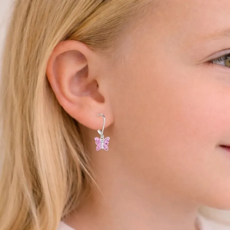 Schmetterlinge pink Kinderohrringe in Silber - Little Ones