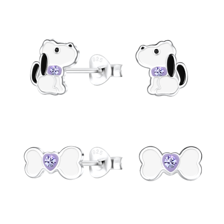 Hunde Kinderohrringe in Silber - Little Ones