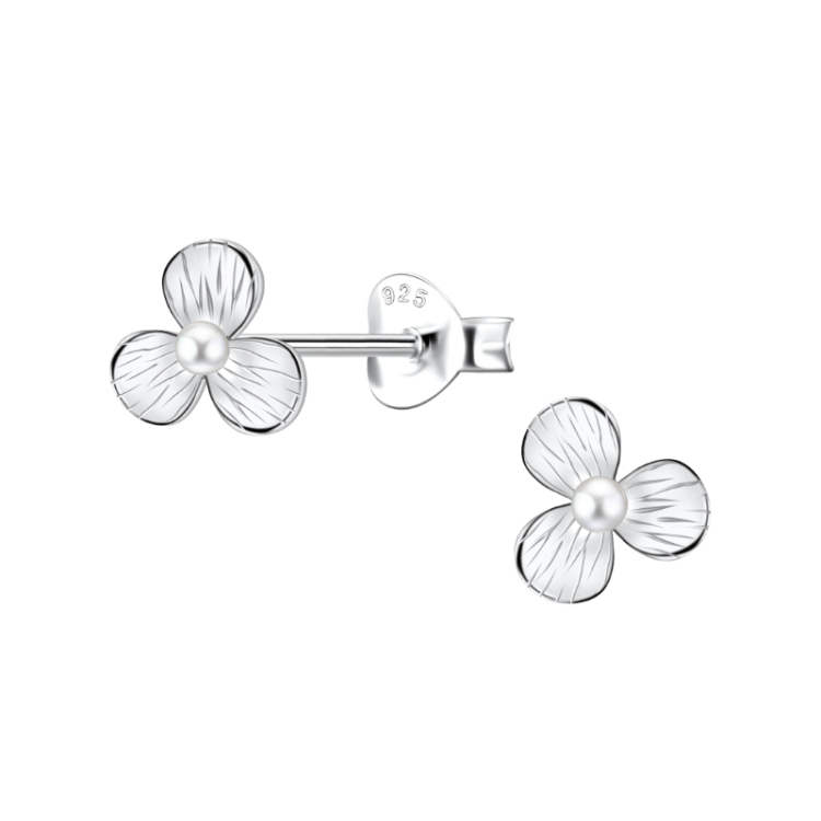 7 mm Blumen Ohrringe in Silber