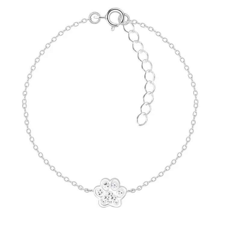 Pfote weißem Kinderarmband aus Silber - Little Ones